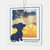 Dachshund aardewerk kerstbal - Dachshund Keramisch Ornament (Links)