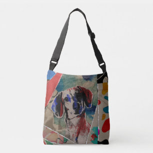 Dachshund Abstracte gemengde media digitale kunstc Crossbody Tas