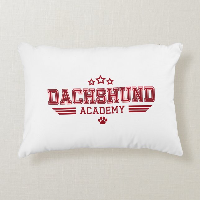 DACHSHUND ACADEMY STERS RD/WIT ACCENT KUSSEN (Voorkant)