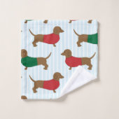 dachshund-achtergrond bad handdoek (Wasdoekje)