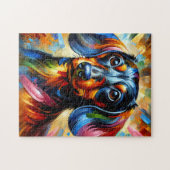Dachshund Acryl Print | Kleurrijk | Levendig Legpuzzel (Horizontaal)
