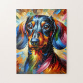 Dachshund Acryl Print | Kleurrijk | Levendig Legpuzzel (Verticaal)
