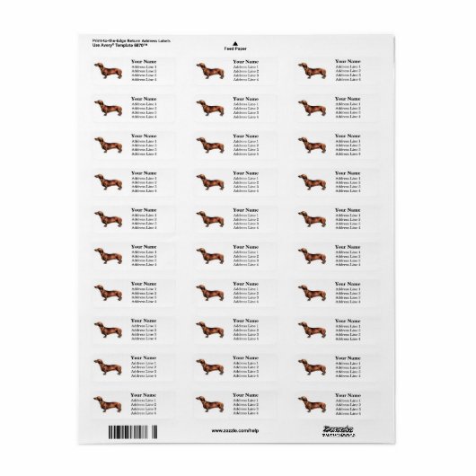 Dachshund Adresetiketten Etiket (Full Sheet)