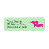 Dachshund Adresetiketten Preppy roze en groen Etiket (Voorkant)