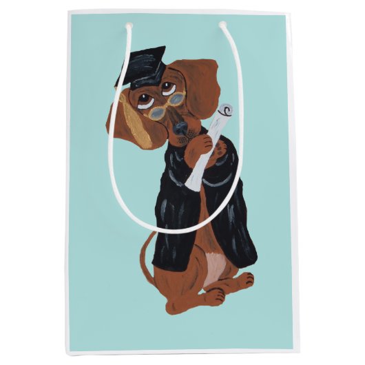 Dachshund Afgestudeerde Medium Cadeauzakje (Voorkant)