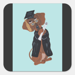 Dachshund Afgestudeerde Vierkante Sticker
