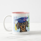 Dachshund Afstuderen Tweekleurige Koffiemok (Links)