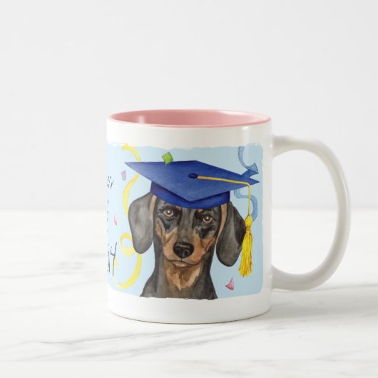 Dachshund Afstuderen Tweekleurige Koffiemok (Rechts)