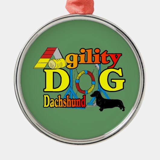 Dachshund_Agility Metalen Ornament (Voorkant)