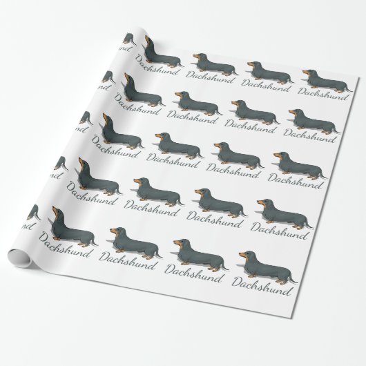 Dachshund All Over Print Wrapping Paper Cadeaupapier (Uitgerold)