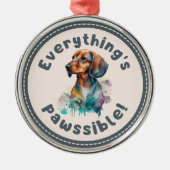 Dachshund Alles is mogelijk Metalen Ornament (Voorkant)