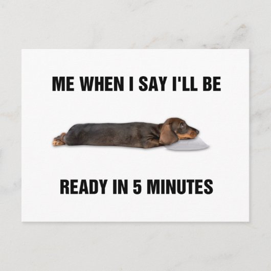 Dachshund, als ik zeg dat ik over 5 minuten klaar  briefkaart (Voorkant)