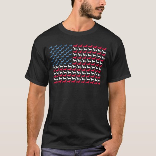 Dachshund American Flag SaUSS 4e juli Dog T-shirt (Voorkant)