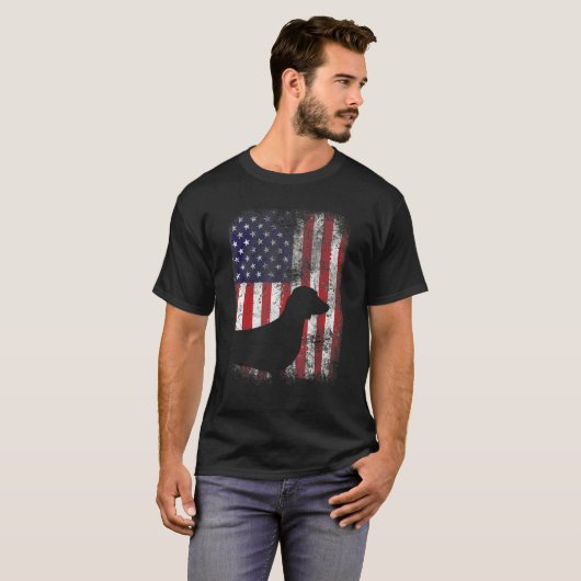 Dachshund American Flag Usa Patriotic Dog T-shirt (Voorkant volledig)