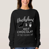 Dachshund Amp Hot Chocolade Print Black Trui (Voorkant)