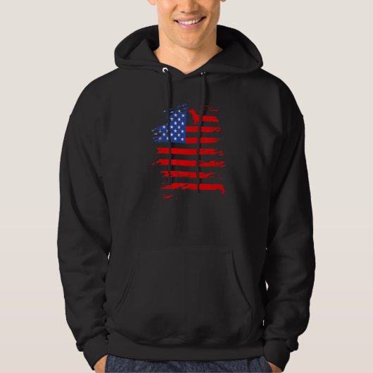 Dachshund And America Flag Patriotic Weiner Dog Hoodie (Voorkant)