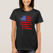 Dachshund And America Flag Patriotic Weiner Dog T-shirt (Voorkant)