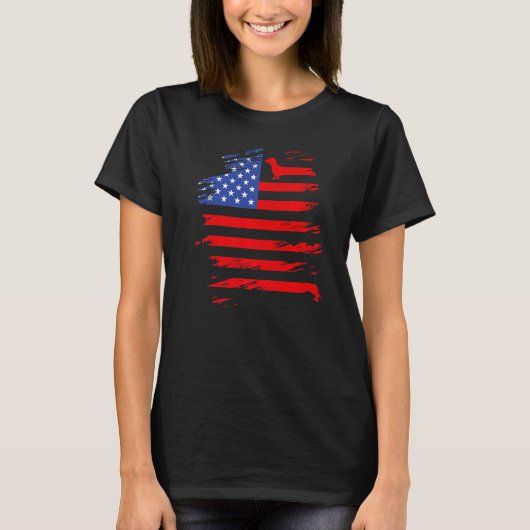 Dachshund And America Flag Patriotic Weiner Dog T-shirt (Voorkant)