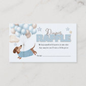 Dachshund and Balloons Blue Diaper Raffle Informatiekaartje (Voorkant)
