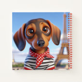 Dachshund and Eiffel Tower, by Natasha Us   Notitieboek (Achterkant)