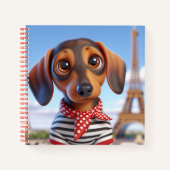 Dachshund and Eiffel Tower, by Natasha Us   Notitieboek (Voorkant)