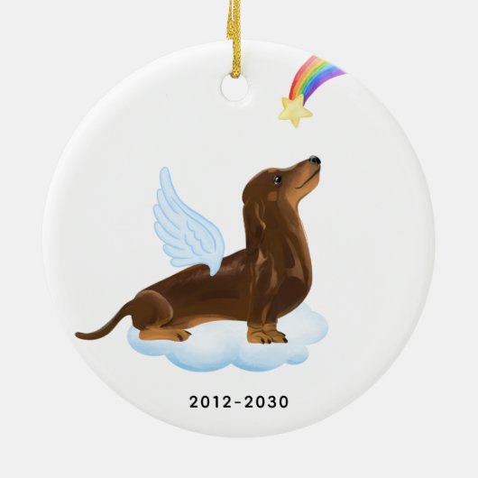 Dachshund Angel Dog Persoonlijk Pet Memorial Keramisch Ornament (Achterkant)