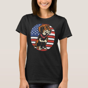 Dachshund Animal American Flag voor sause Weiner T-shirt