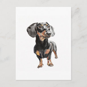Dachshund Ansichtkaart – Weiner Dog, Waterverf Briefkaart