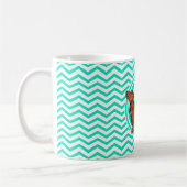Dachshund; Aqua Green Chevron Koffiemok (Links)