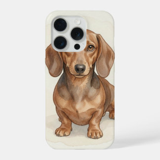Dachshund Aquarel Portret – Op Maat Gemaakte Wiene iPhone 15 Pro Case