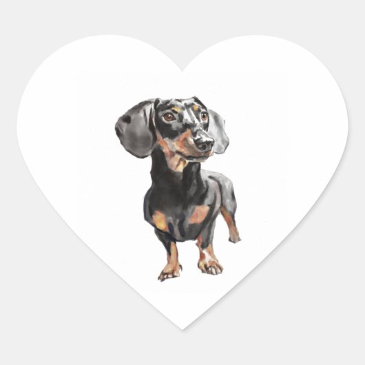 Dachshund Aquarel, Worst Hond Muurkunst Hart Sticker (Voorkant)