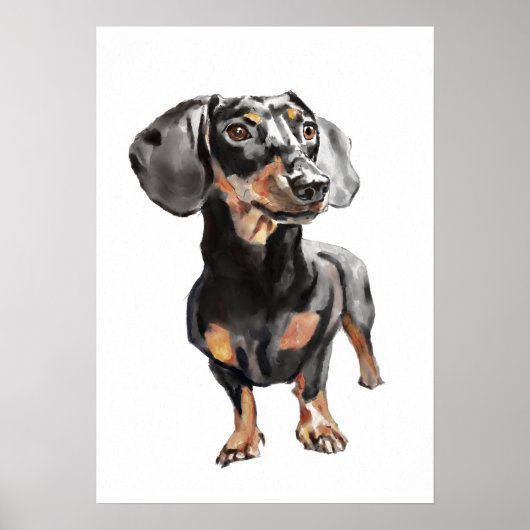 Dachshund Aquarel, Worst Hond Muurkunst Poster (Voorkant)
