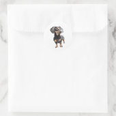 Dachshund Aquarel, Worst Hond Muurkunst Ronde Sticker (Tas)