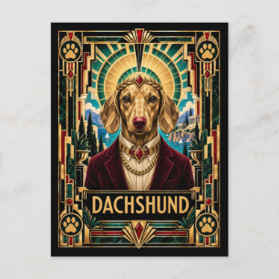 Dachshund, Art Deco Hond Briefkaart
