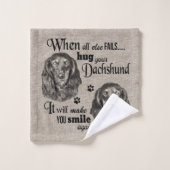 Dachshund art wanneer alles mislukt, quote bad handdoek (Wasdoekje)