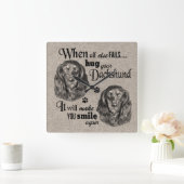 Dachshund art wanneer alles mislukt, quote vierkante klok (Huis)