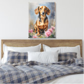 Dachshund Artsy Canvas Afdruk (Insitu (Slaapkamer))