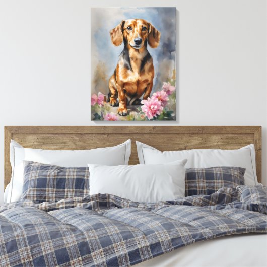 Dachshund Artsy Canvas Afdruk (Insitu (Slaapkamer))