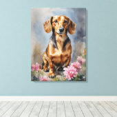 Dachshund Artsy Canvas Afdruk (Insitu (Houten vloer))