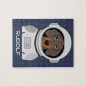 Dachshund Astronaut met naam Legpuzzel (Horizontaal)