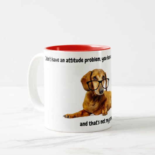 Dachshund Attitude Funny Coffee Mok (Voorkant links)