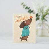 Dachshund AutumnHalloween Herfst Briefkaart (Staand voorkant)