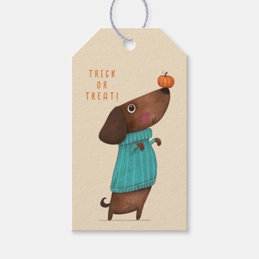 Dachshund AutumnHalloween Herfst Cadeaulabel (Voorkant)