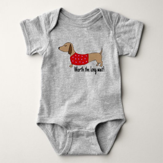 Dachshund Baby De lange wachttijd outfit Baby Bod  Romper (Voorkant)