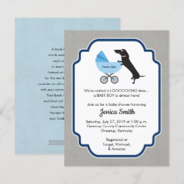 Dachshund Baby shower Boy Invitation Kaart