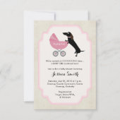 Dachshund Baby shower Girl Invitation Kaart (Voorkant)