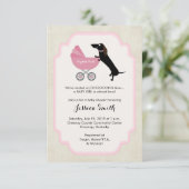 Dachshund Baby shower Girl Invitation Kaart (Staand voorkant)