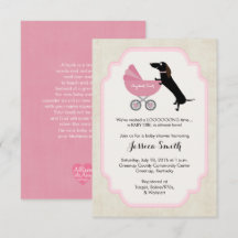 Dachshund Baby shower Girl Invitation
