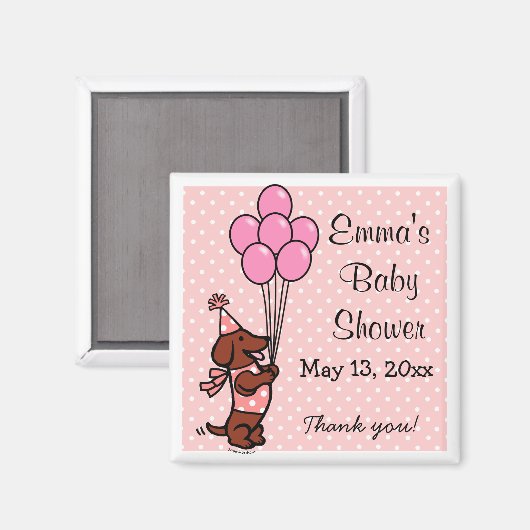 Dachshund-Baby shower Magneet (Voorkant / Achterkant)