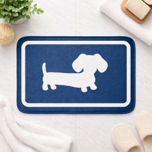 Dachshund badmat Navy Blue Doxie badkamer vloerkle
